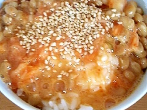 卵かけキムチ納豆ごはん